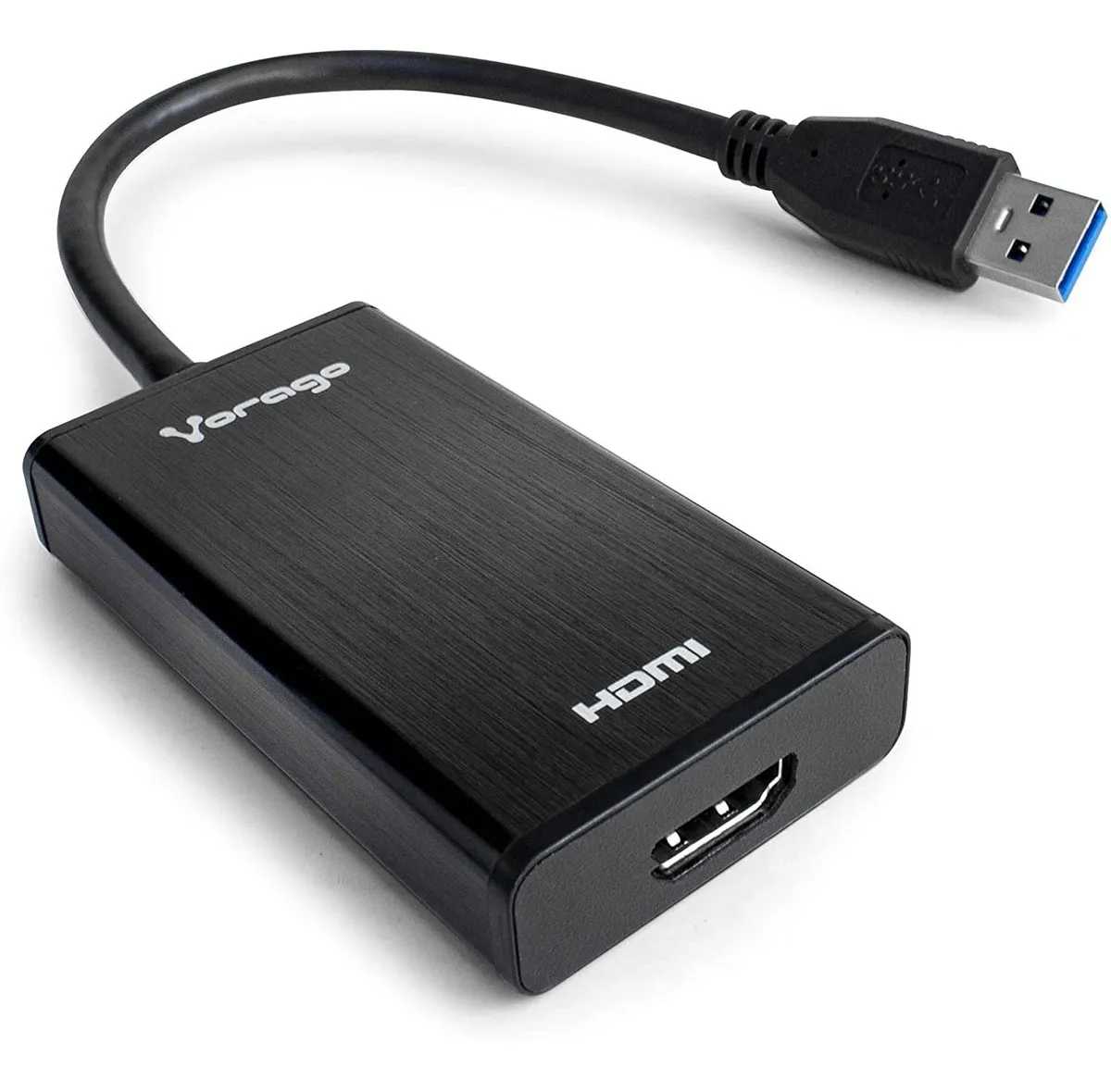 ADAPTADOR VORAGO ADP-204 USB 3.0 A HDMI SALIDA AUDIO 3.5MM COLOR NEGRO